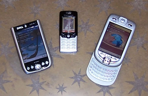 Glenda's PDA, Mobile Phone and the Siemens SX66.